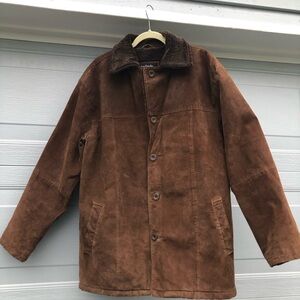 VTG Avalanche Milan Mens Brown Genuine Italian Leather Suede Winter Coat XL